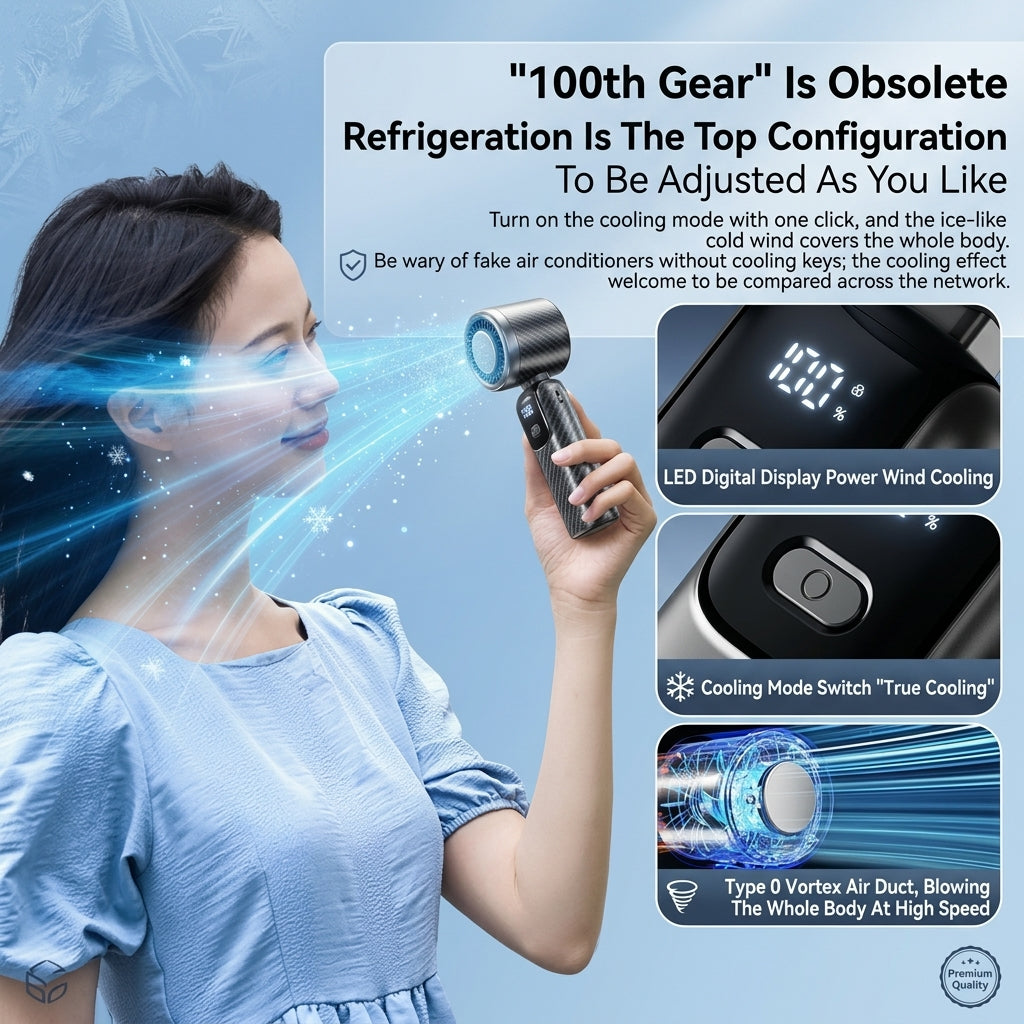 4000mAh Portable High-Speed Handheld Fan with Ice Cooling Plate & 100-Speed Adjustment