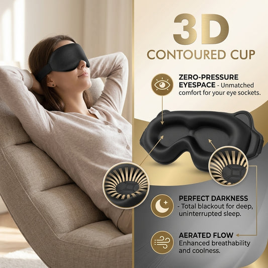 Sleep Eye Mask for Side Sleepers 100% Blackout Comfort