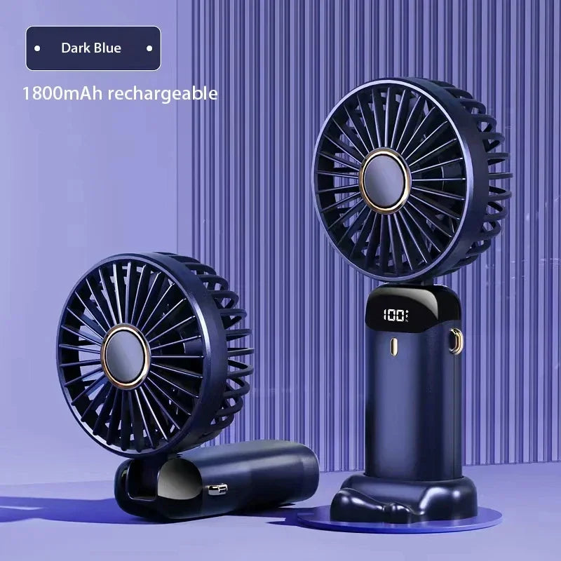 Portable Handheld Mini Fan with LED Display & Phone Stand
