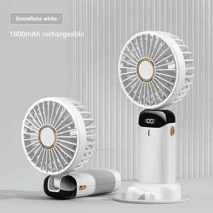 Portable Handheld Mini Fan with LED Display & Phone Stand