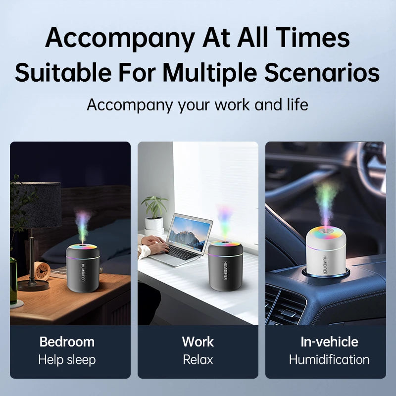 Mini USB Aroma Diffuser Humidifier 180ML Ultrasonic Mist Air Purifier with LED Light