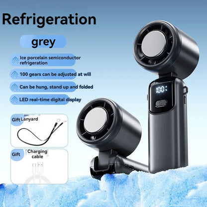 4000mAh Portable High-Speed Handheld Fan with Ice Cooling Plate & 100-Speed Adjustment