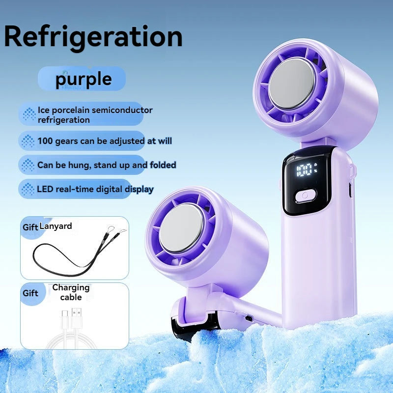 4000mAh Portable High-Speed Handheld Fan with Ice Cooling Plate & 100-Speed Adjustment