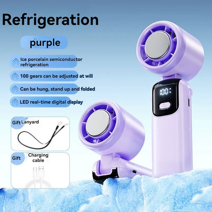 4000mAh Portable High-Speed Handheld Fan with Ice Cooling Plate & 100-Speed Adjustment