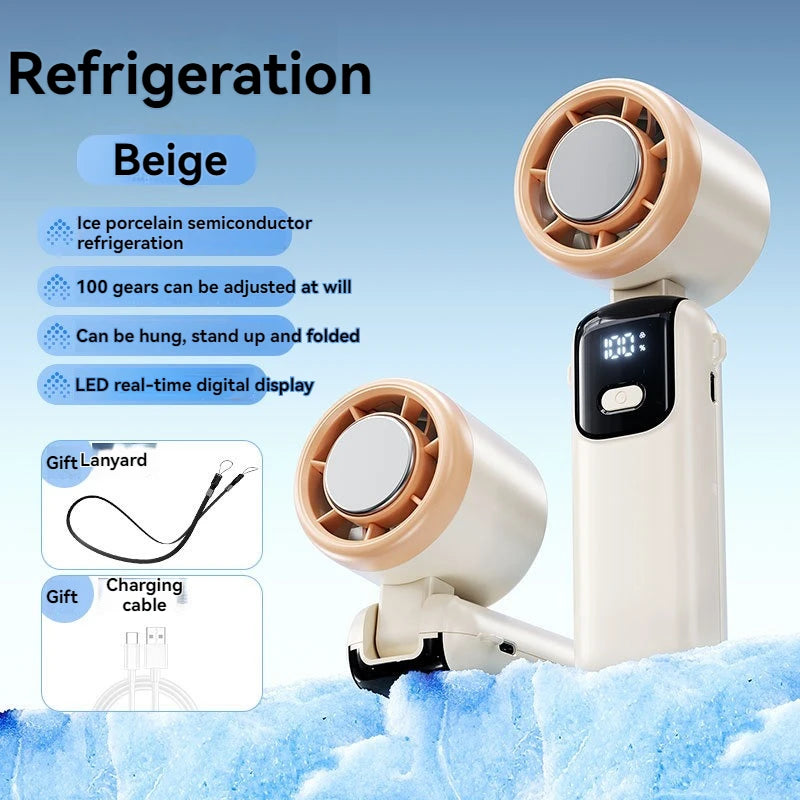 4000mAh Portable High-Speed Handheld Fan with Ice Cooling Plate & 100-Speed Adjustment