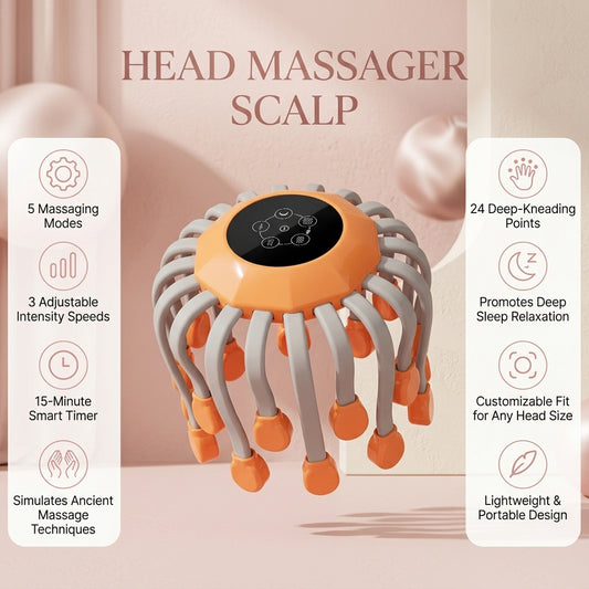24 Point Vibration Scalp Massager with Bluetooth