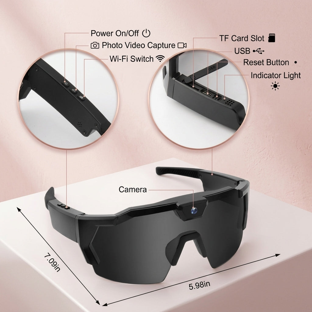 HD Smart Video Recording Glasses – Sports Camera Sunglasses